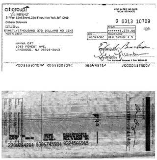 Check #0313-10709 to Manya Ort, $1,375, Feb 2007