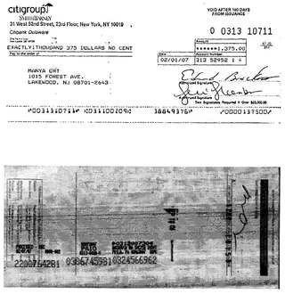 Check #0313-10711 to Manya Ort, $1,375, Feb 2007