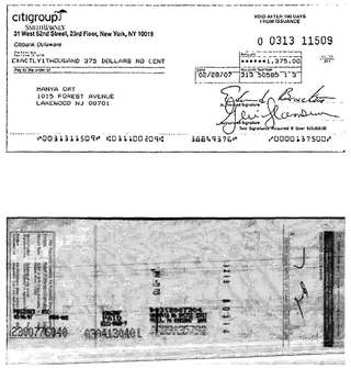 Check #0313-11509 to Manya Ort, $1,375, Feb 2007