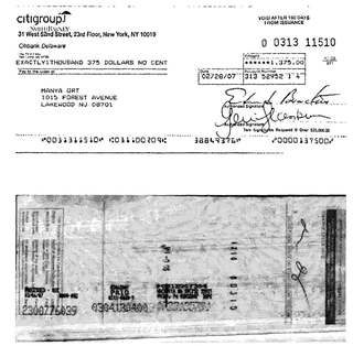 Check #0313-11510 to Manya Ort, $1,375, Feb 2007