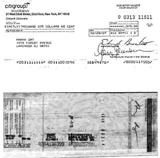 Check #0313-11511 to Manya Ort, $1,375, Feb 2007