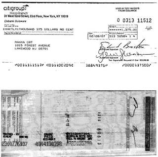 Check #0313-11512 to Manya Ort, $1,375, Feb 2007