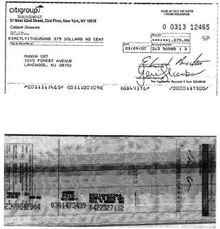Check #0313-12465 to Manya Ort, $1,375, Mar 2007