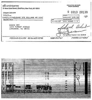 Check #0313-20139 to Manya Ort, $1,375, Nov 2007