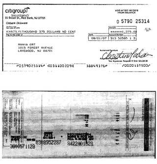 Check #5790-25314 to Manya Ort, $1,375, Aug 2007