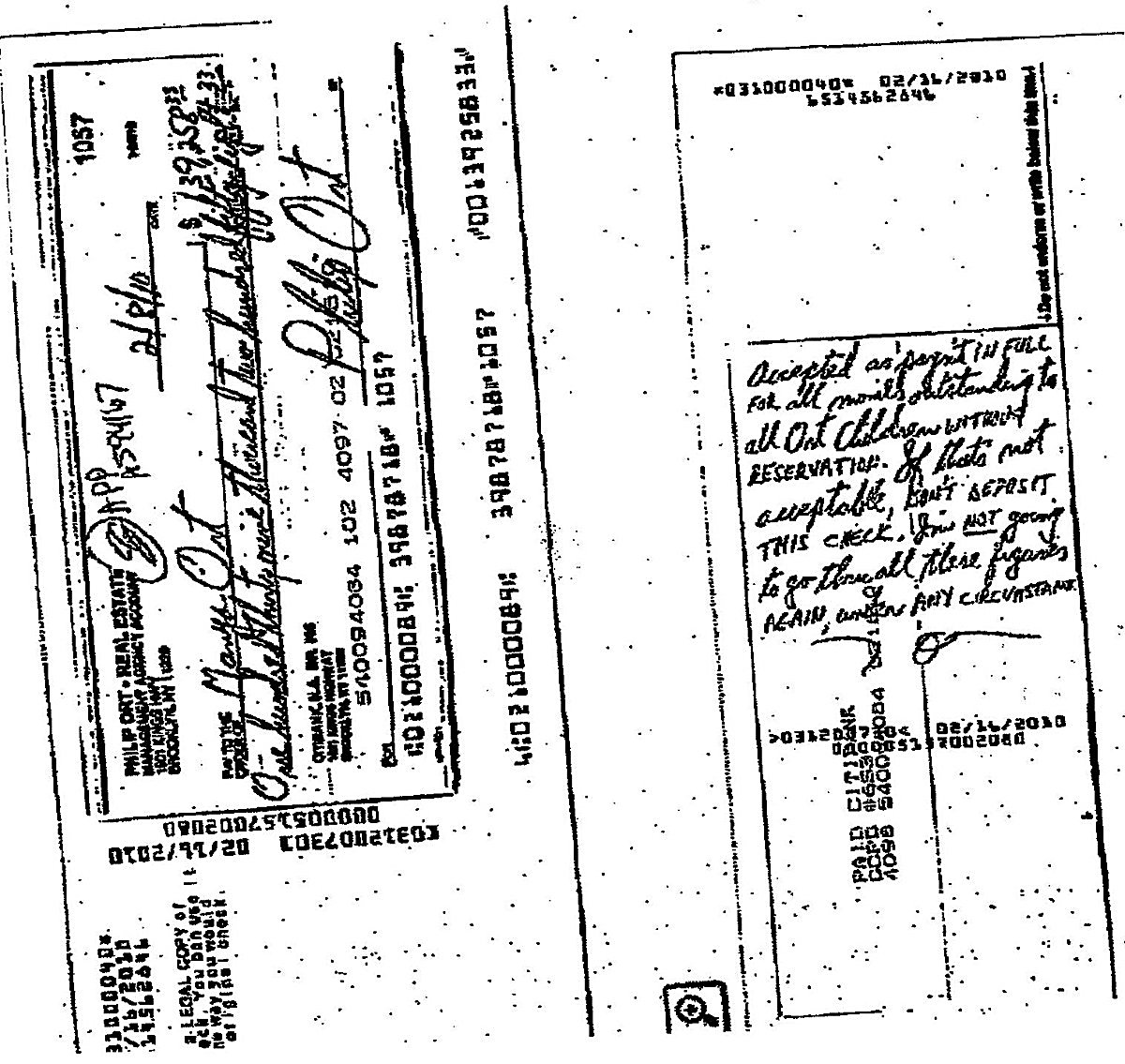 Check #1057 for $139,258.00
