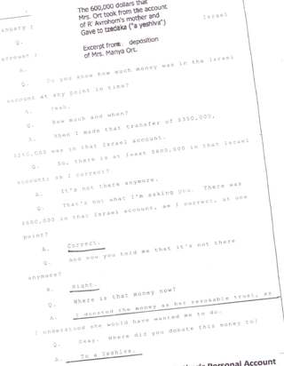 Deposition excerpt: Mrs. Manya Ort on the $600,000