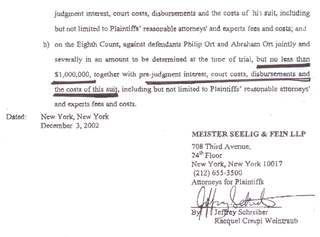 Daughters' complaint prayer for relief: no less than $1,000,000 on the Eighth Count (December 3, 2002)