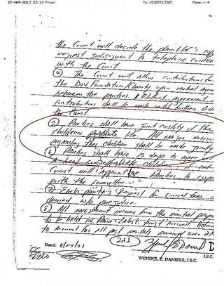 Family court order (Wendel E. Daniels, J.S.C.), joint custody pendente lite and Dov Foundation contributions, August 2001