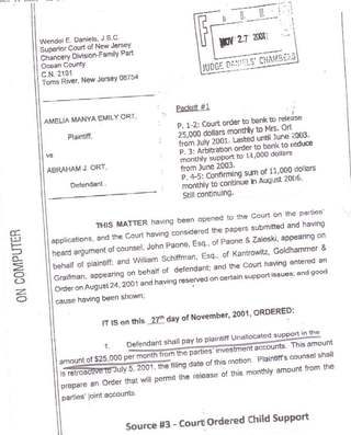 Judge Daniels support order, November 27, 2001, page 1: $25,000/month unallocated support