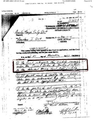 NJ Superior Court order of Nov. 21, 2003: defendant retains joint legal custody; Dr. White appointed custody mediator