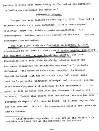 Page 8 of the Final Arbitration Ruling: procedural history of the divorce