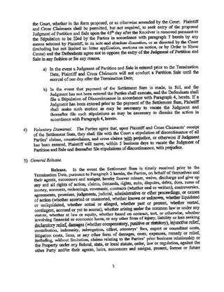 East 16th Street settlement agreement, July 2017 — partition and sale, page 3