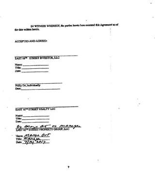 East 16th Street settlement agreement — signature page, Manya Ort