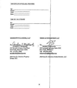 Jamaica Avenue settlement agreement, July 2017 — counsel signature page
