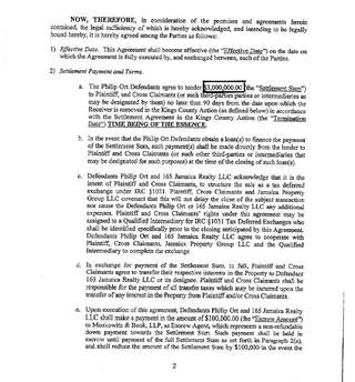 Jamaica Avenue settlement agreement, July 2017 — settlement sum, page 2