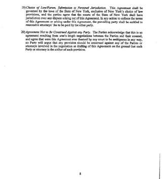 Jamaica Avenue settlement agreement, July 2017 — choice of law, page 8
