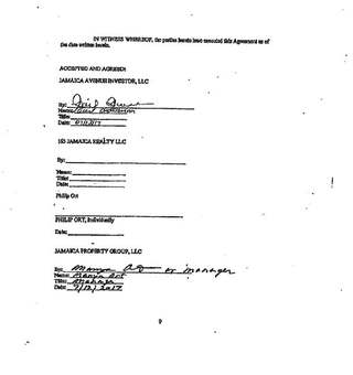 Jamaica Avenue settlement agreement — signature page, Jamaica Avenue Investor and Jamaica Property Group
