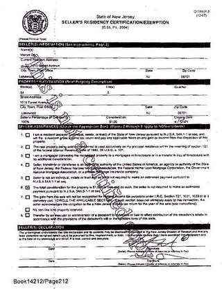 Deed: February 5, 2009 ($1.00) — seller's residency certification, page 4